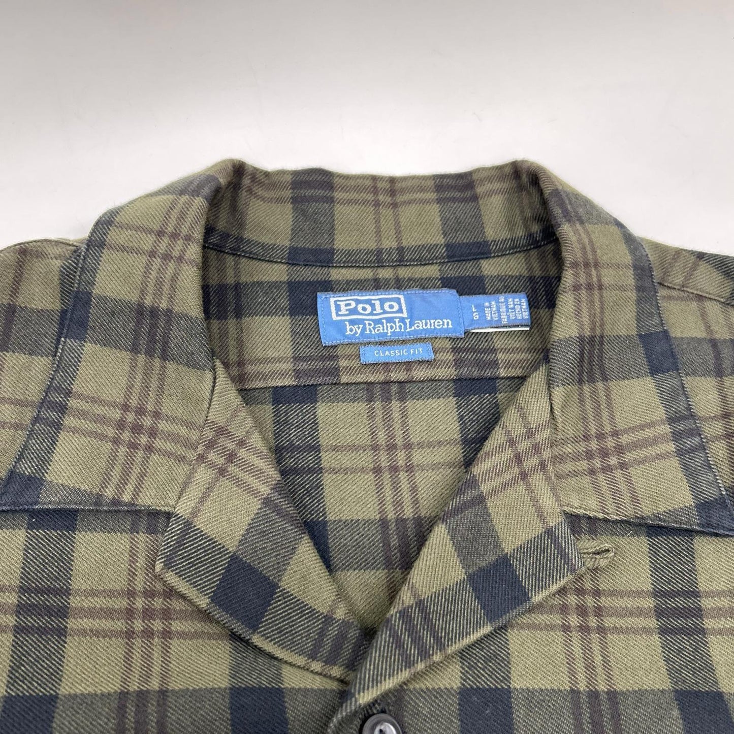 POLO RALPH LAUREN Khaki Check Flannel Camp Shirt Size L
