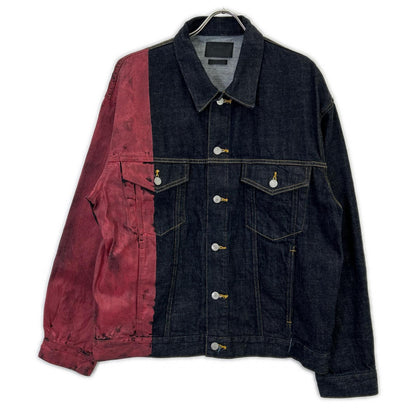 YOKE 24FW Hand Painted Denim Trucker Jacket Size 3