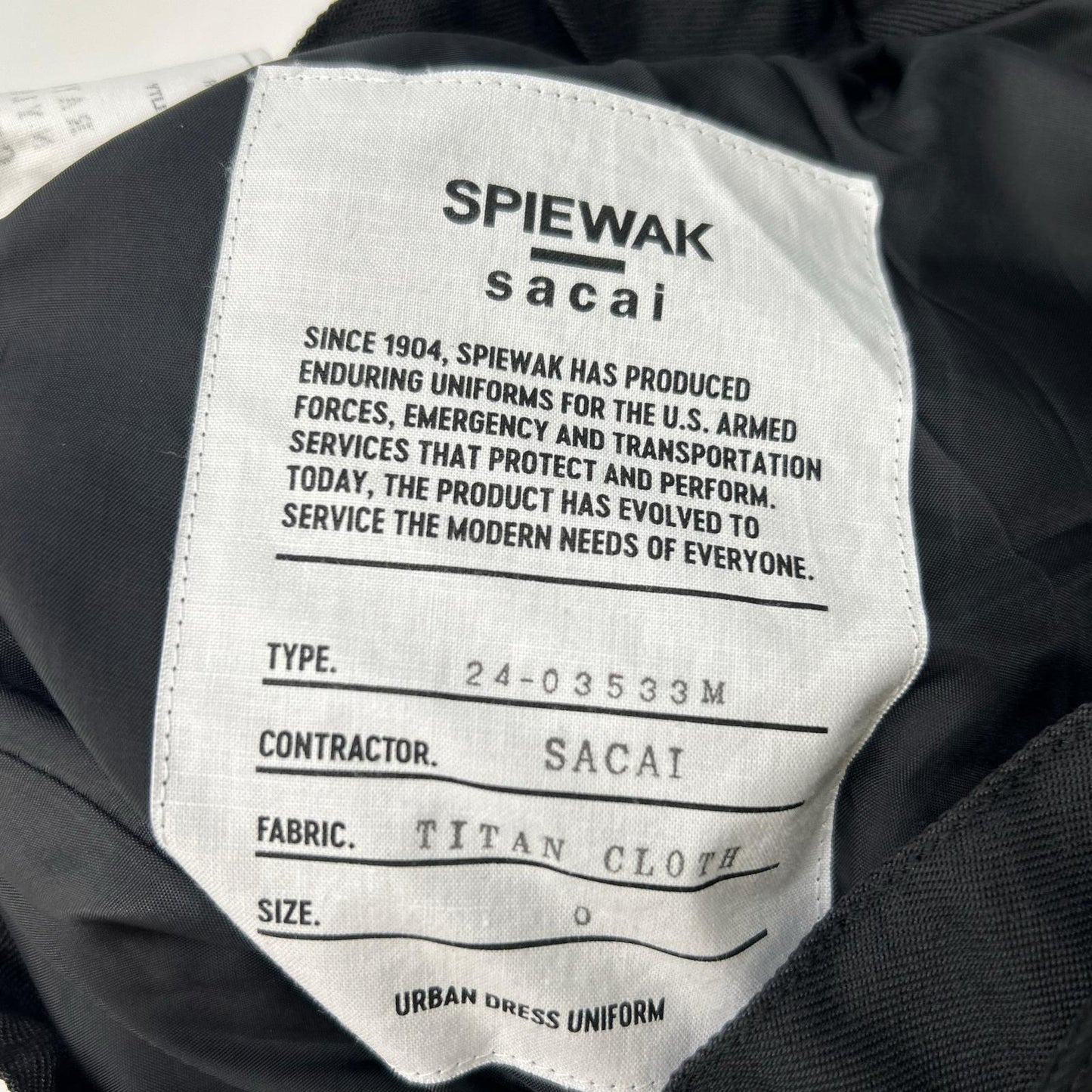 sacai x SPIEWAK Black Wide Pants Size 0
