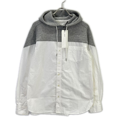 sacai White/Gray Docking Shirt Hoodie Size 1