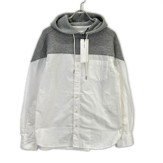 sacai White/Gray Docking Shirt Hoodie Size 1