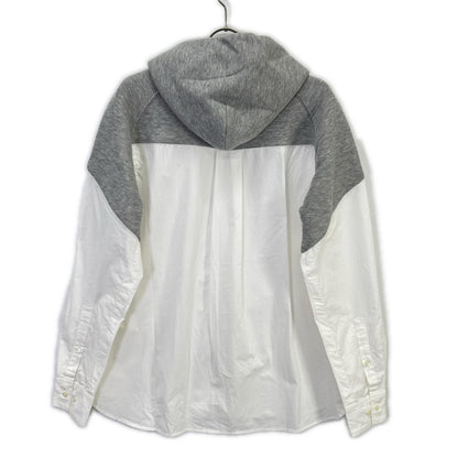 sacai White/Gray Docking Shirt Hoodie Size 1