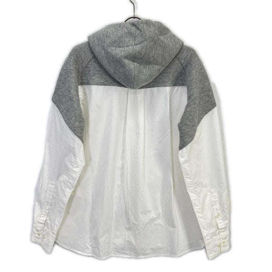 sacai White/Gray Docking Shirt Hoodie Size 1