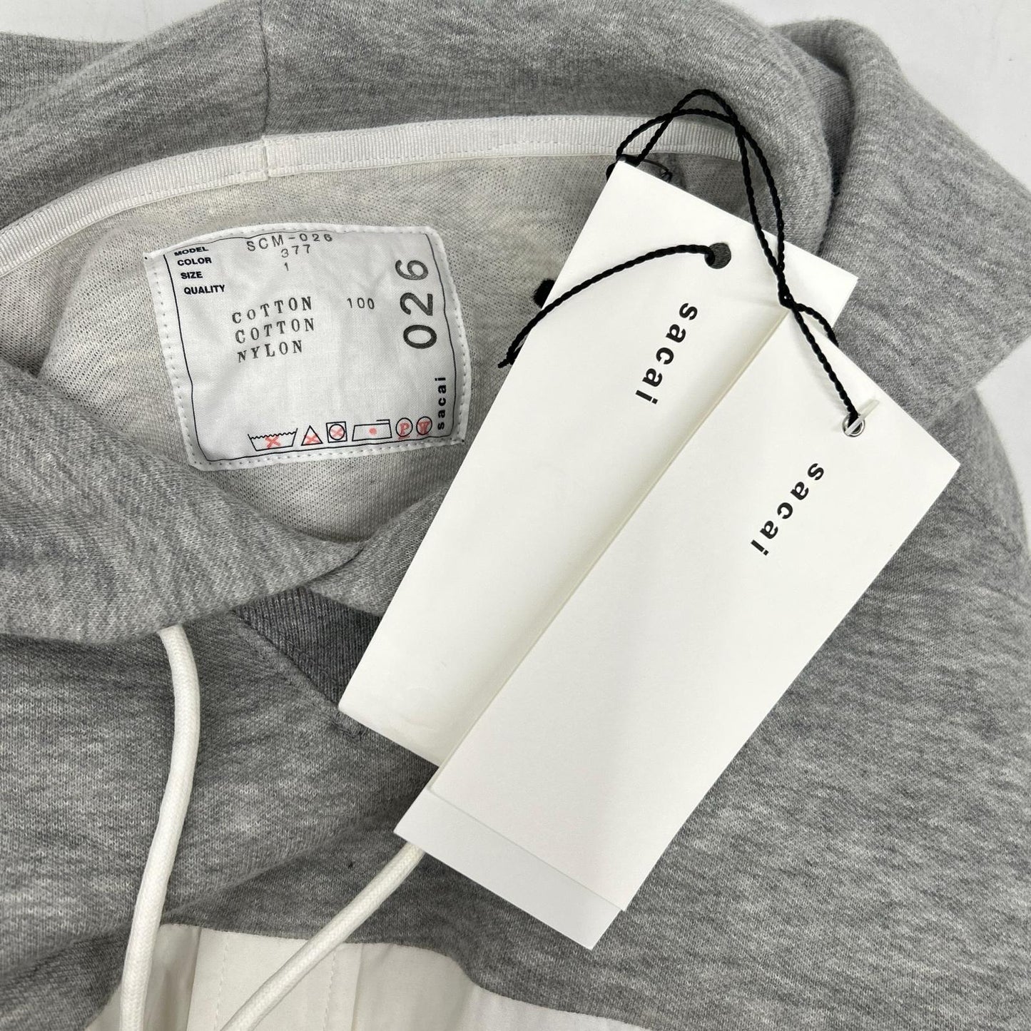 sacai White/Gray Docking Shirt Hoodie Size 1