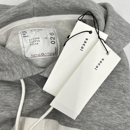 sacai White/Gray Docking Shirt Hoodie Size 1