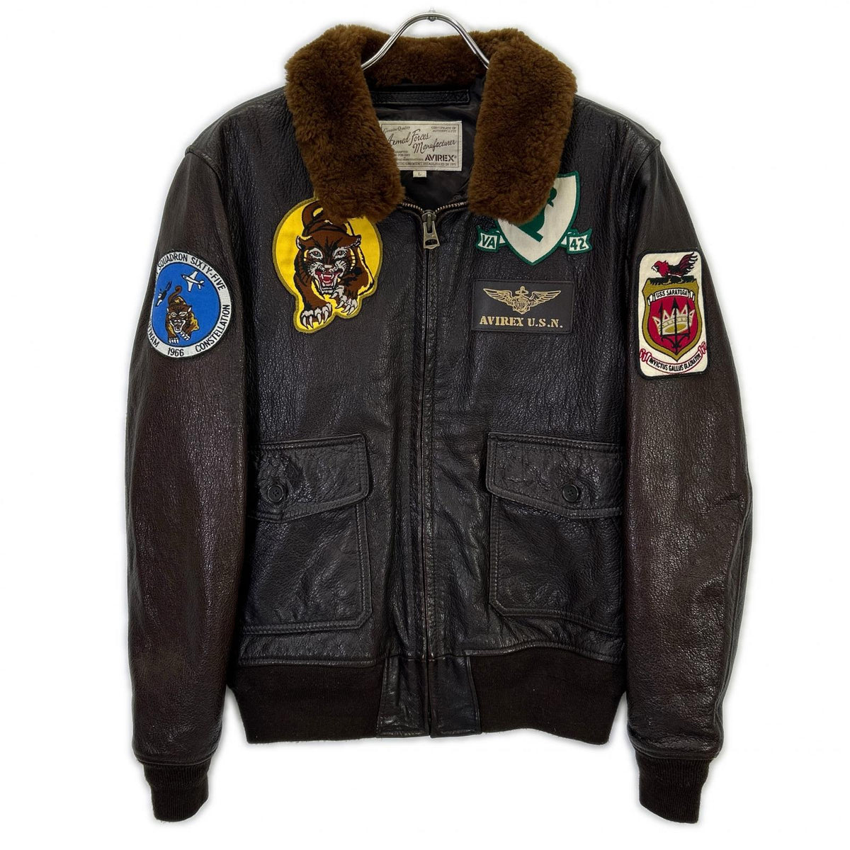 AVIREX G-1 CRAMBLET Leather Flight Jacket Brown Size L