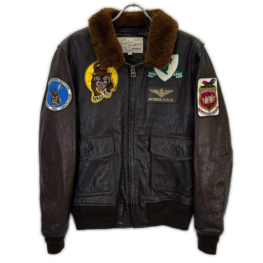 AVIREX G-1 CRAMBLET Leather Flight Jacket Brown Size L