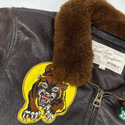 AVIREX G-1 CRAMBLET Leather Flight Jacket Brown Size L