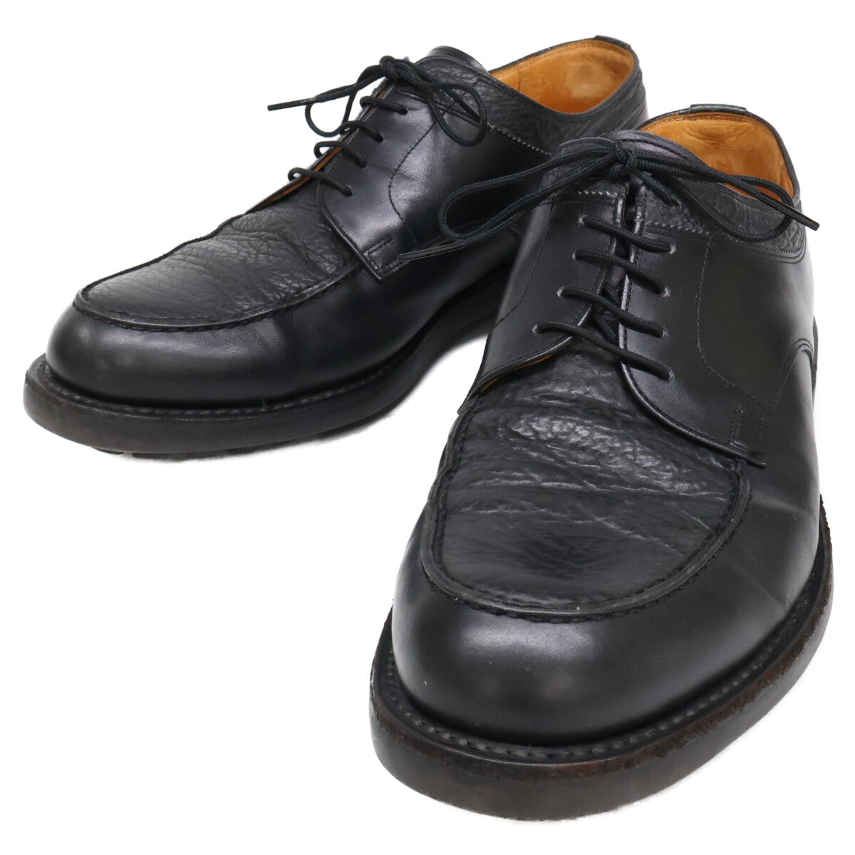 SCOTCH GRAIN Black Leather U-Tip Shoes Sneakers Size 24.5