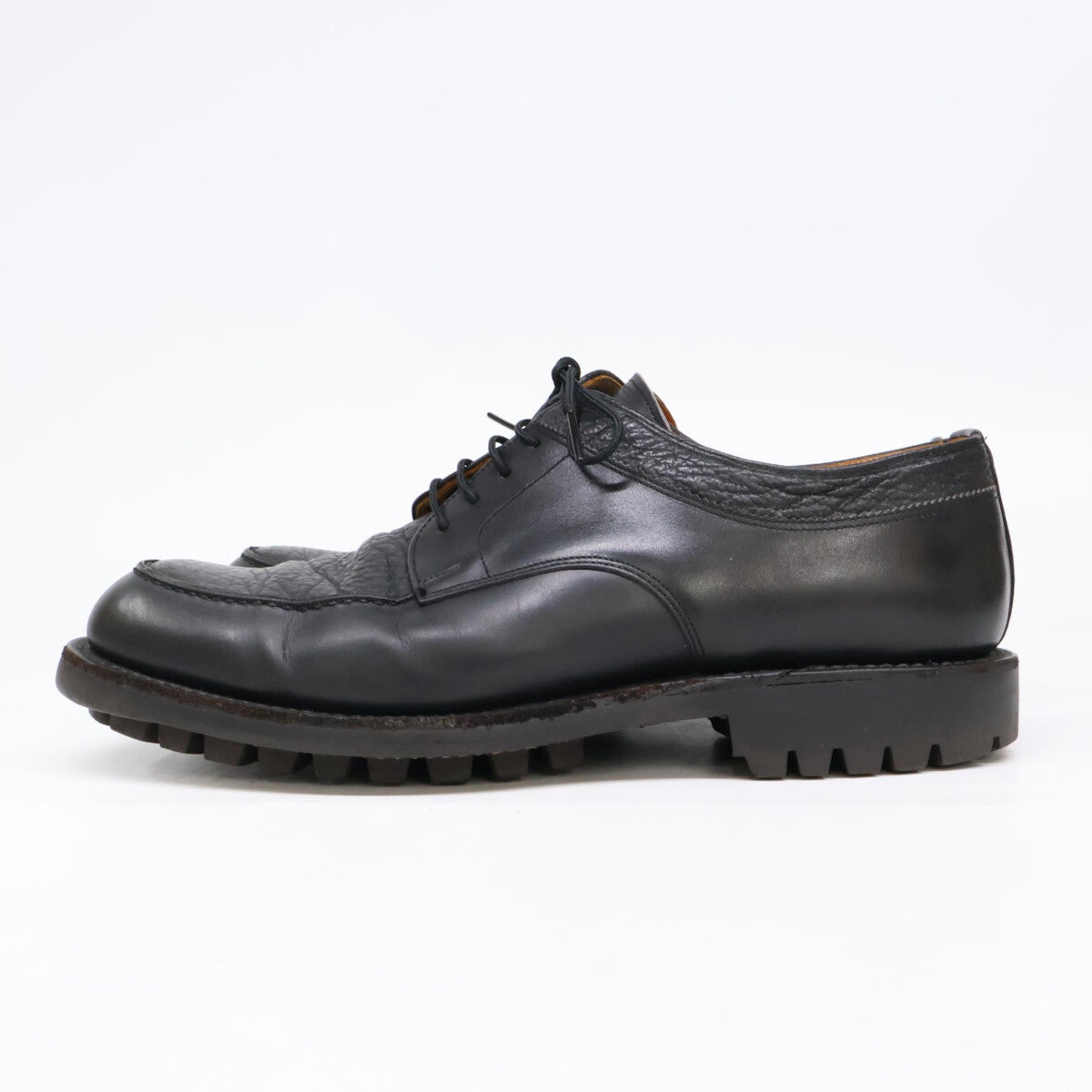 SCOTCH GRAIN Black Leather U-Tip Shoes Sneakers Size 24.5
