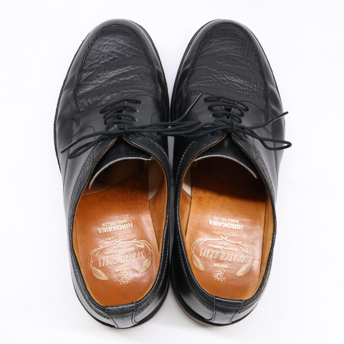 SCOTCH GRAIN Black Leather U-Tip Shoes Sneakers Size 24.5
