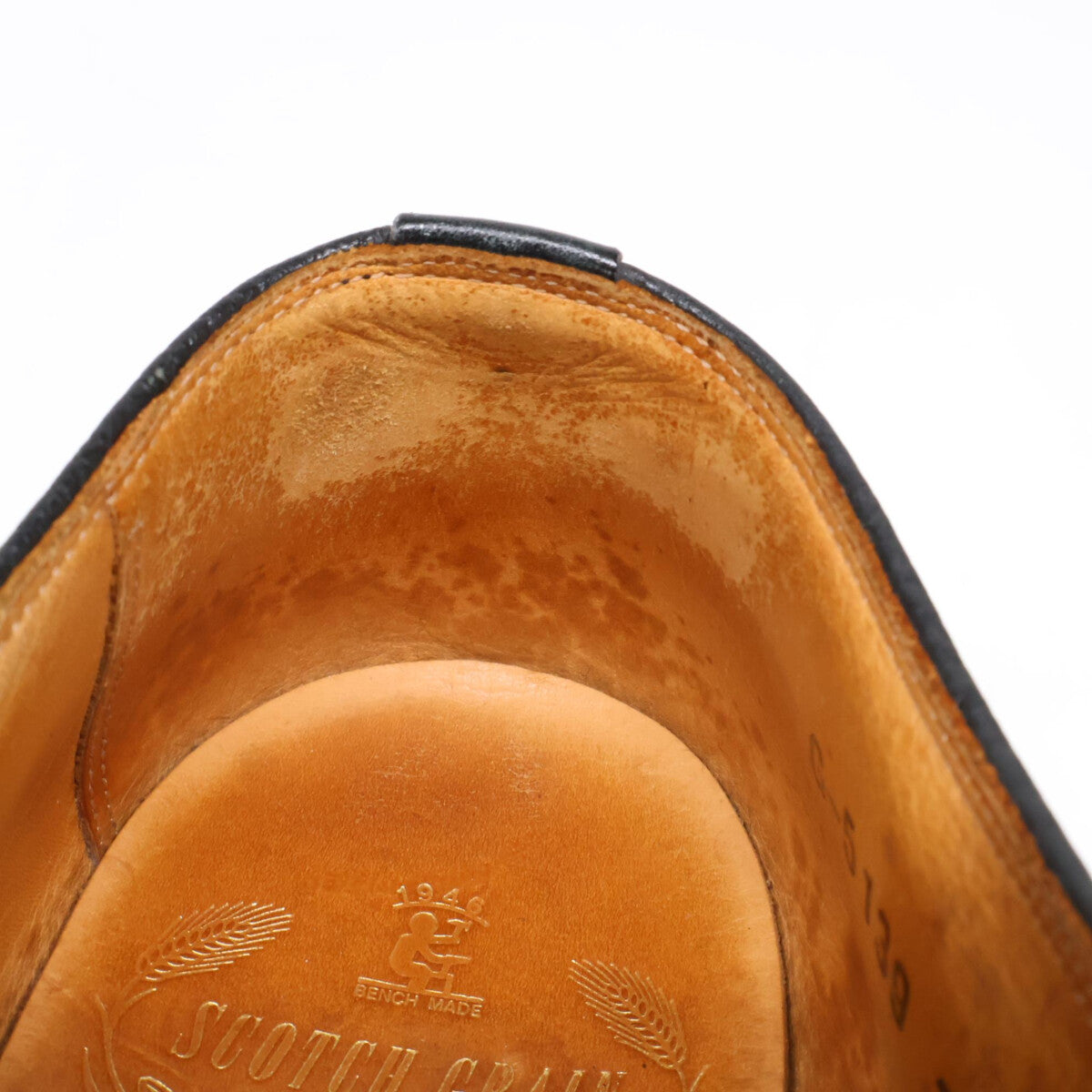 SCOTCH GRAIN Black Leather U-Tip Shoes Sneakers Size 24.5