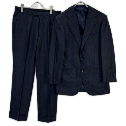 STRASBURGO x Zegna Navy Wool Check Suit Size 36R