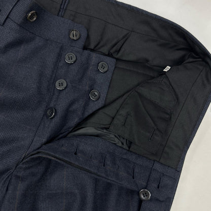 STRASBURGO x Zegna Navy Wool Check Suit Size 36R