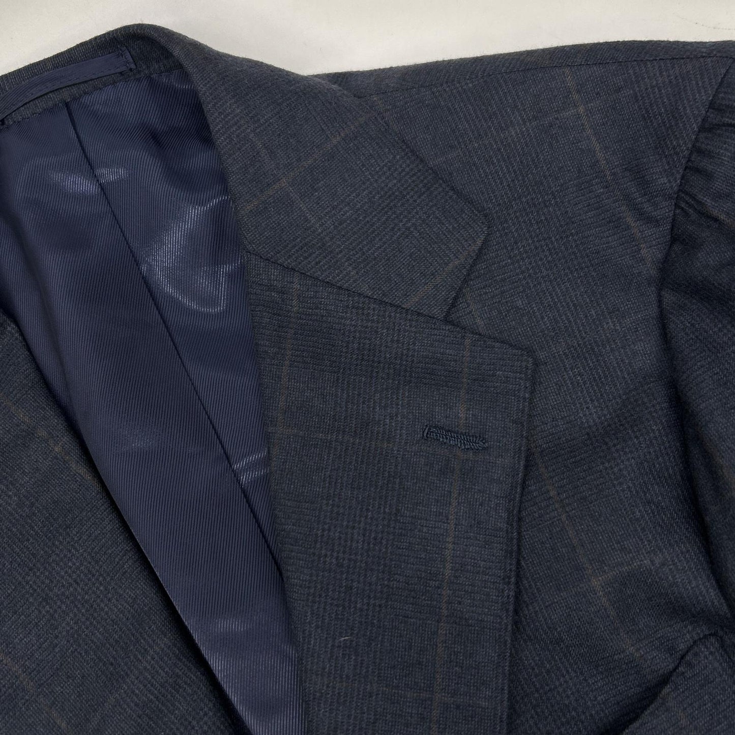 STRASBURGO x Zegna Navy Wool Check Suit Size 36R