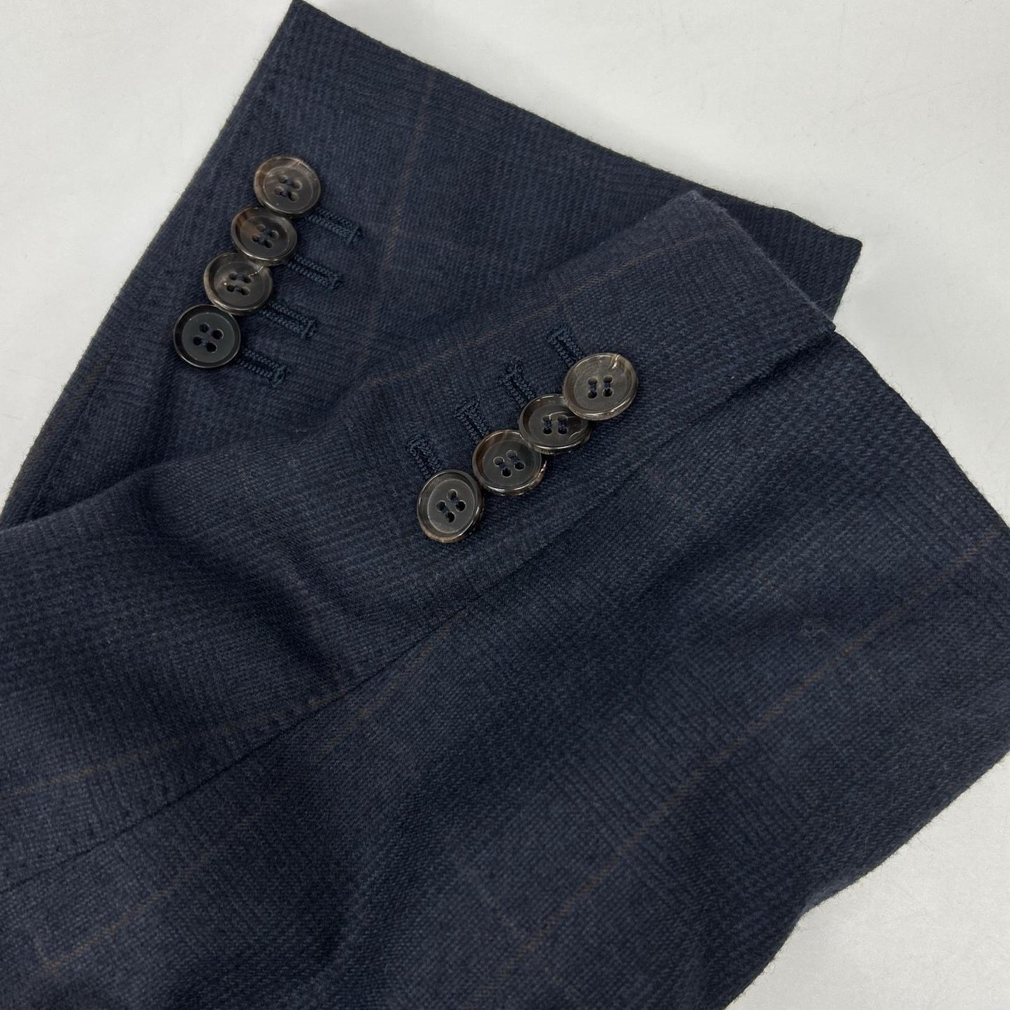 STRASBURGO x Zegna Navy Wool Check Suit Size 36R