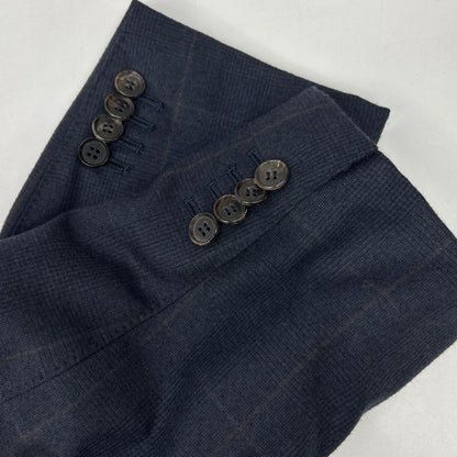 STRASBURGO x Zegna Navy Wool Check Suit Size 36R