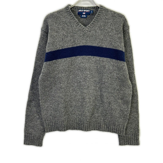 PoloSportRalphLauren 90s Gray V-Neck Wool Knit Polo Size M