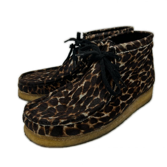 Clarks Leopard Print Haircalf Wallabee Boots Brown Size 26.5