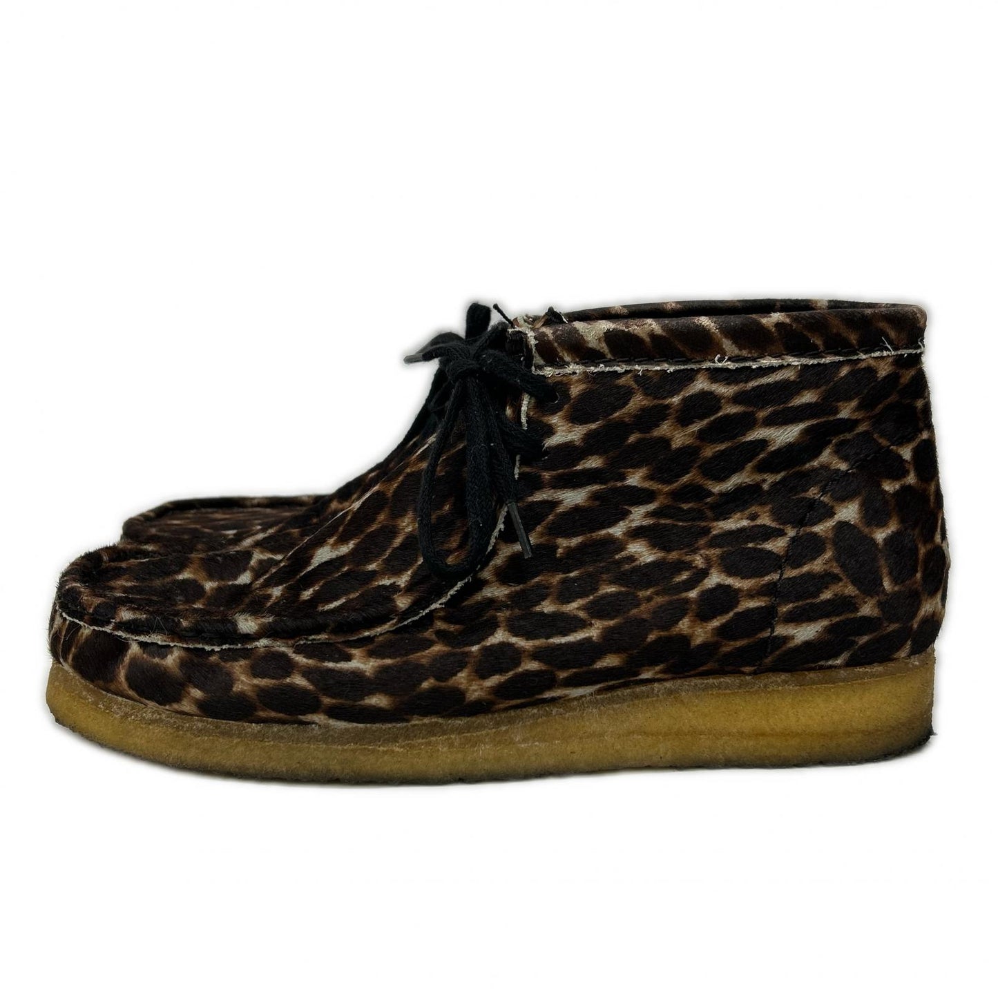 Clarks Leopard Print Haircalf Wallabee Boots Brown Size 26.5
