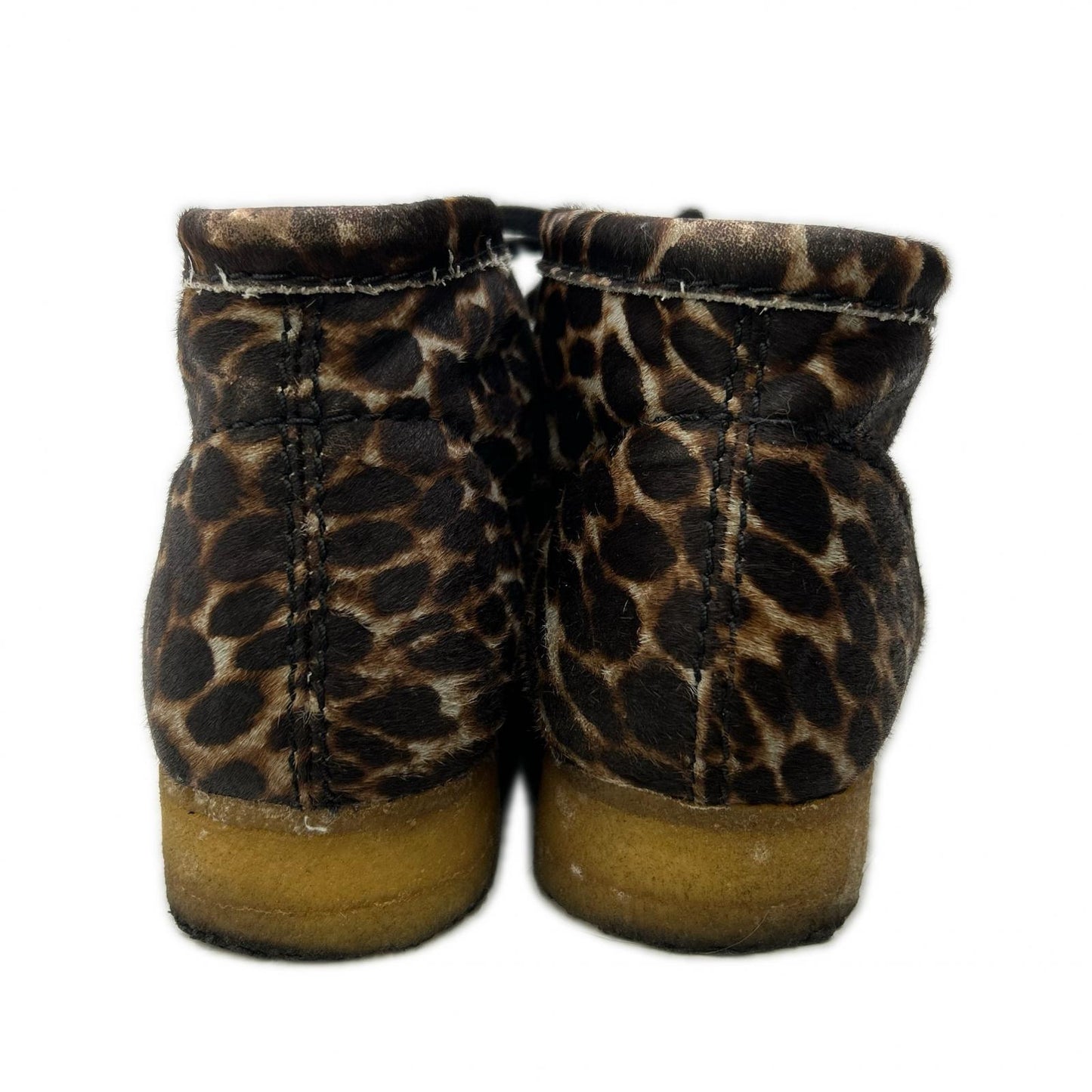 Clarks Leopard Print Haircalf Wallabee Boots Brown Size 26.5