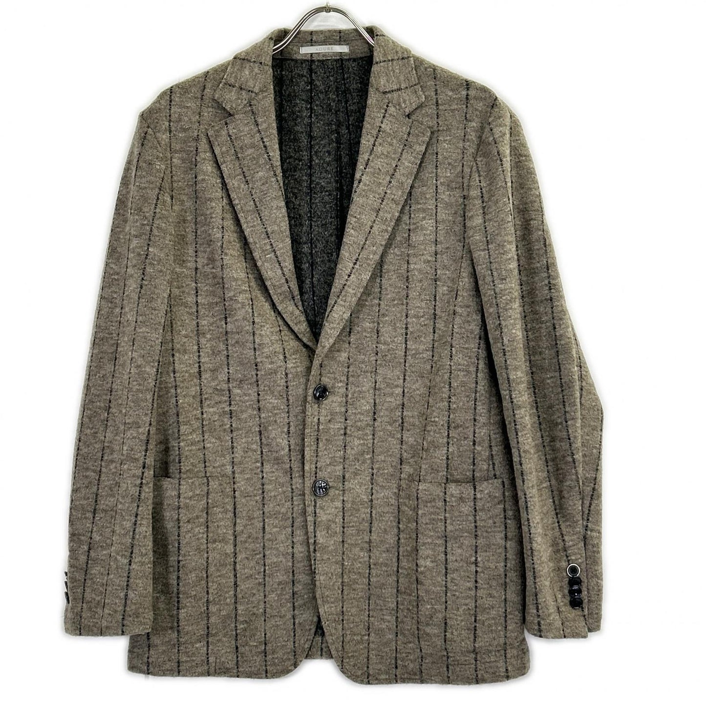 AOURE Wool Wide Stripe Jacket Beige Size L