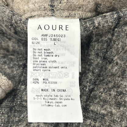 AOURE Wool Wide Stripe Jacket Beige Size L
