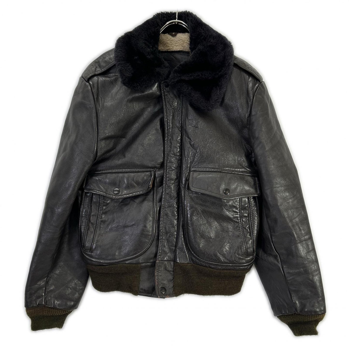 VINTAGE 60s Brown Leather G-1 Flight Jacket Size M