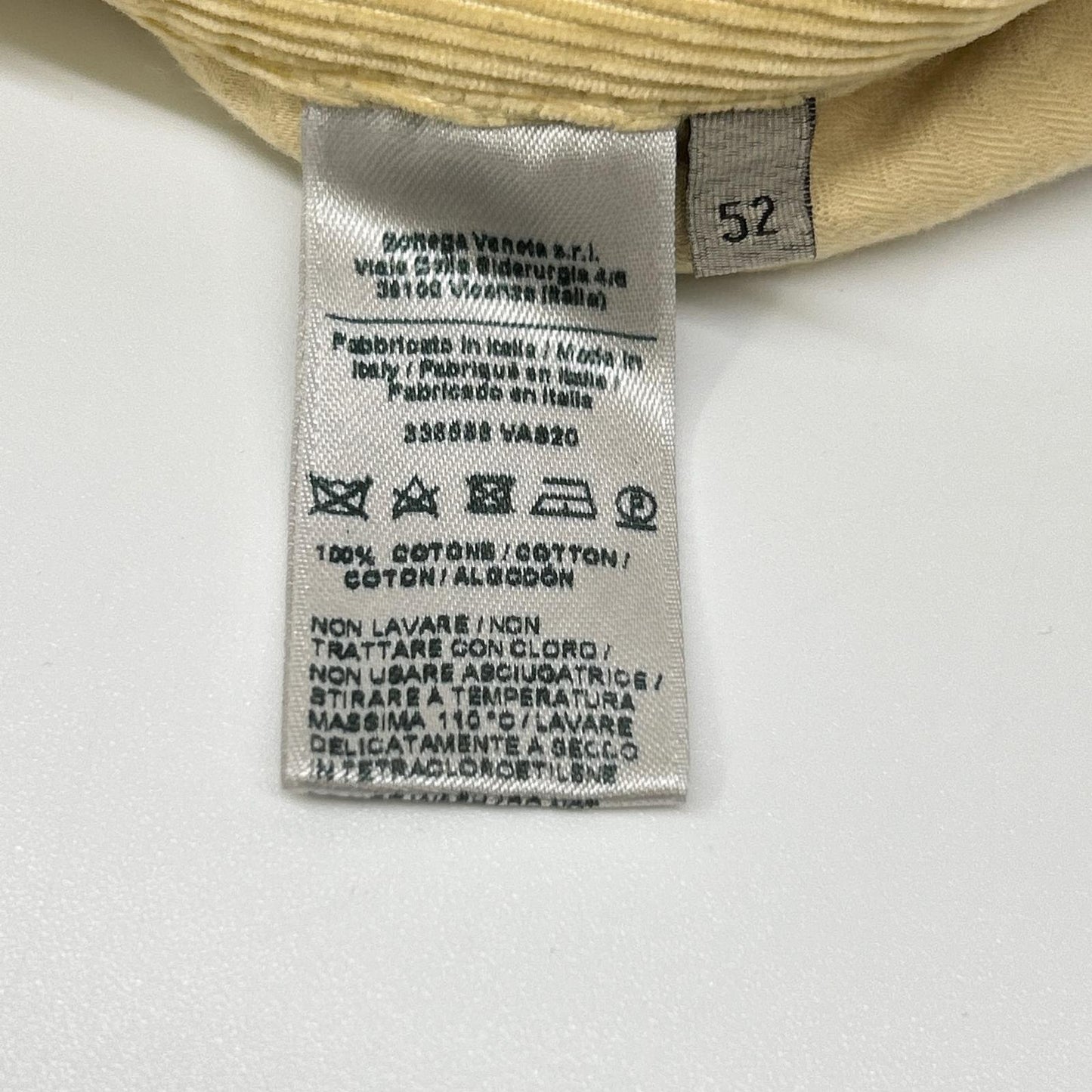 BOTTEGA VENETA Fine-Rib Corduroy Pants Yellow-Beige Size 52