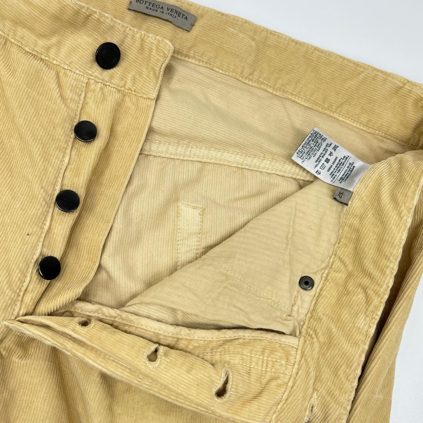 BOTTEGA VENETA Fine-Rib Corduroy Pants Yellow-Beige Size 52