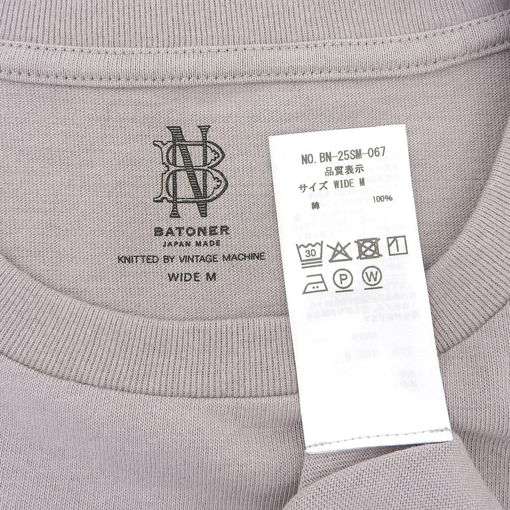 BATONER CHOMA Crew Neck T-Shirt Greige Size WIDE