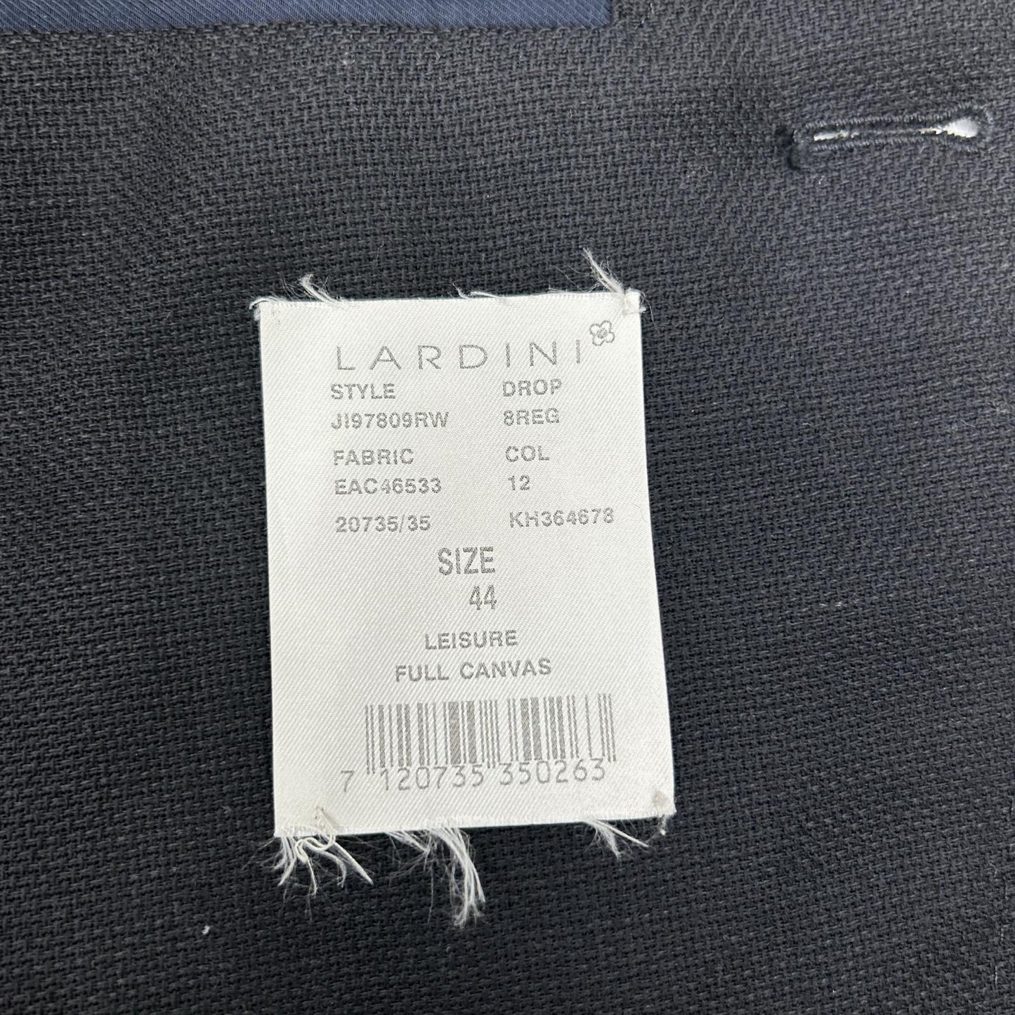 LARDINI JI97809RW Wool Blazer Jacket Black Size 44