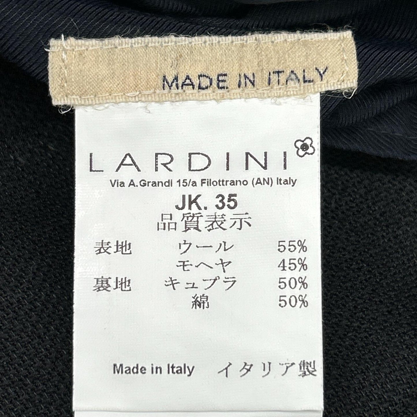 LARDINI JI97809RW Wool Blazer Jacket Black Size 44