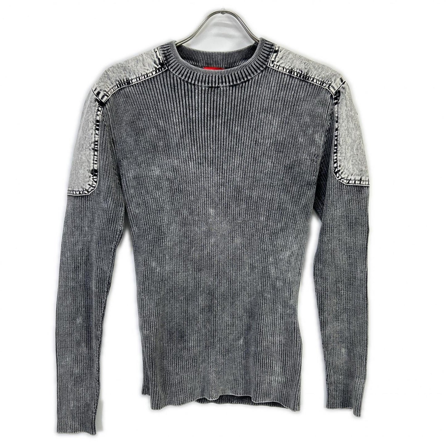 DIESEL K-MARTIN Distressed Rib Knit Gray Size XS