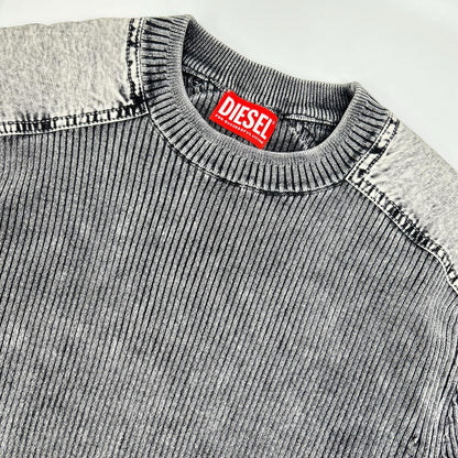DIESEL K-MARTIN Distressed Rib Knit Gray Size XS