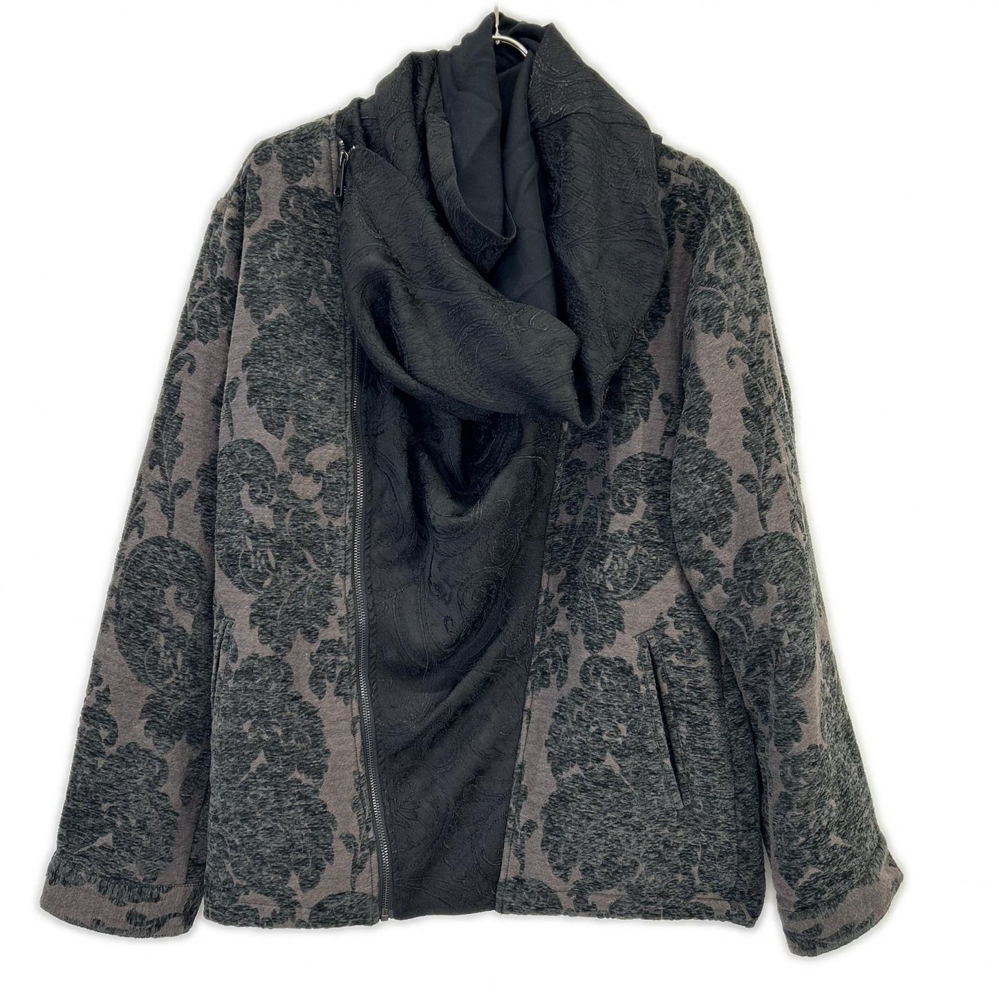 (g) Stand Drape Neck Jacket Black Size L