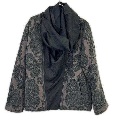 (g) Stand Drape Neck Jacket Black Size L
