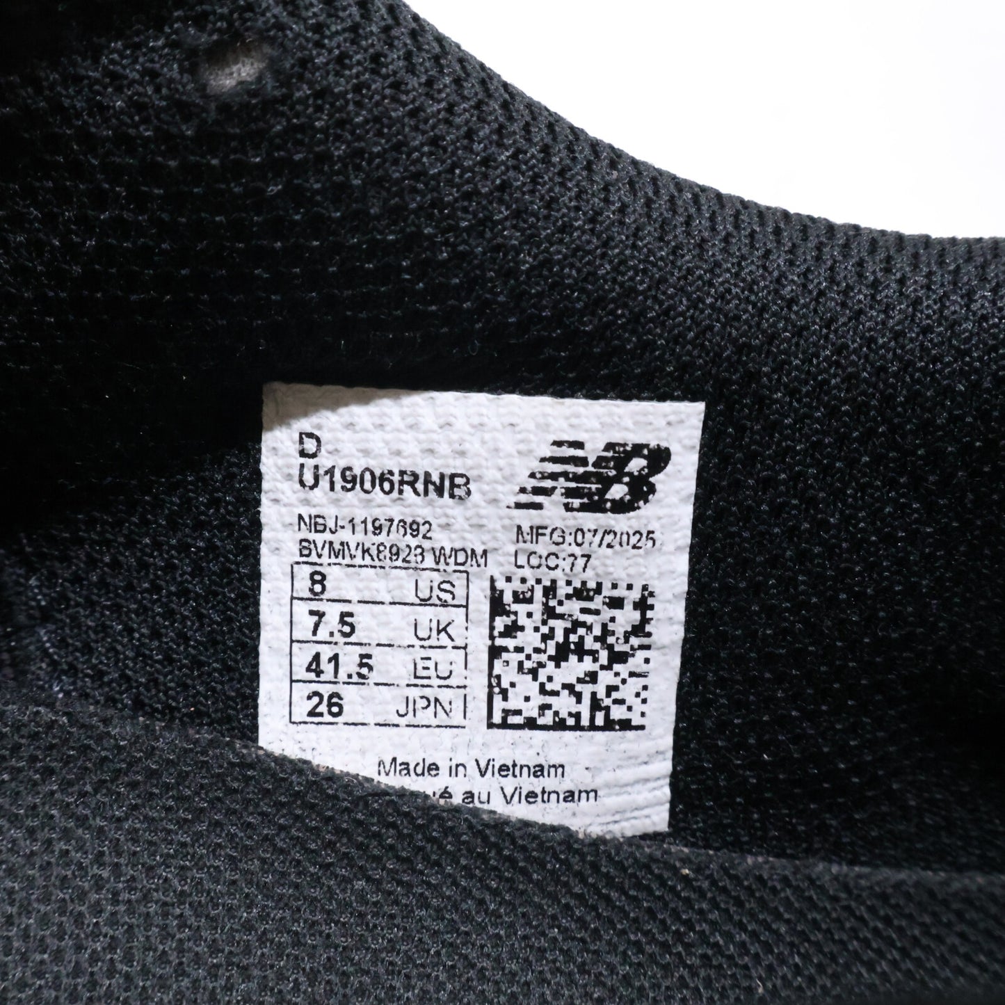 NEW BALANCE U1906RNB Mesh No-Sew Overlay Sneakers Size 26