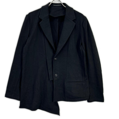 Y's Black Asymmetric Combed Fleece Cotton Jacket Size 3