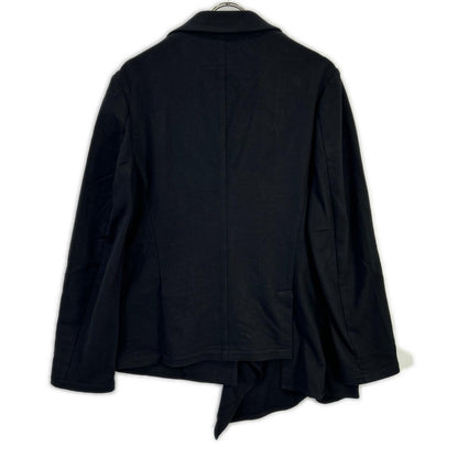Y's Black Asymmetric Combed Fleece Cotton Jacket Size 3
