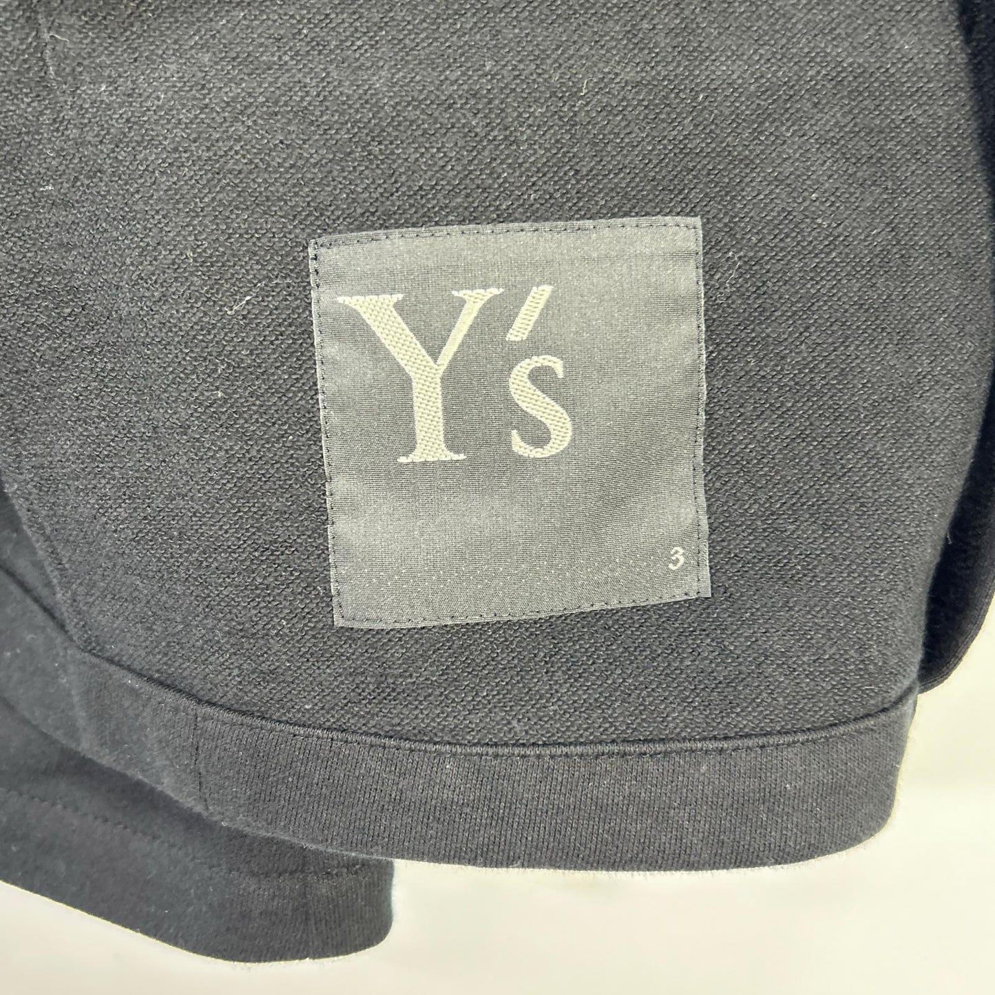 Y's Black Asymmetric Combed Fleece Cotton Jacket Size 3