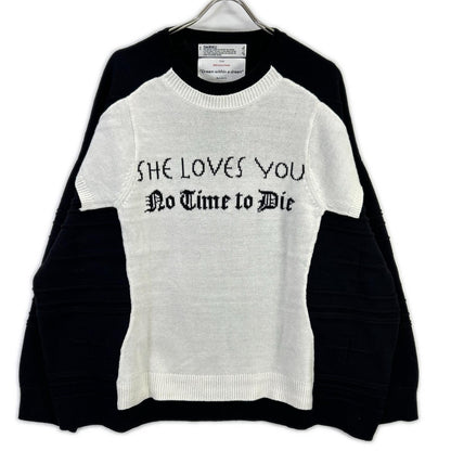 DAIRIKU 25AW Black/White Docking Lettered Knit Cotton Size L