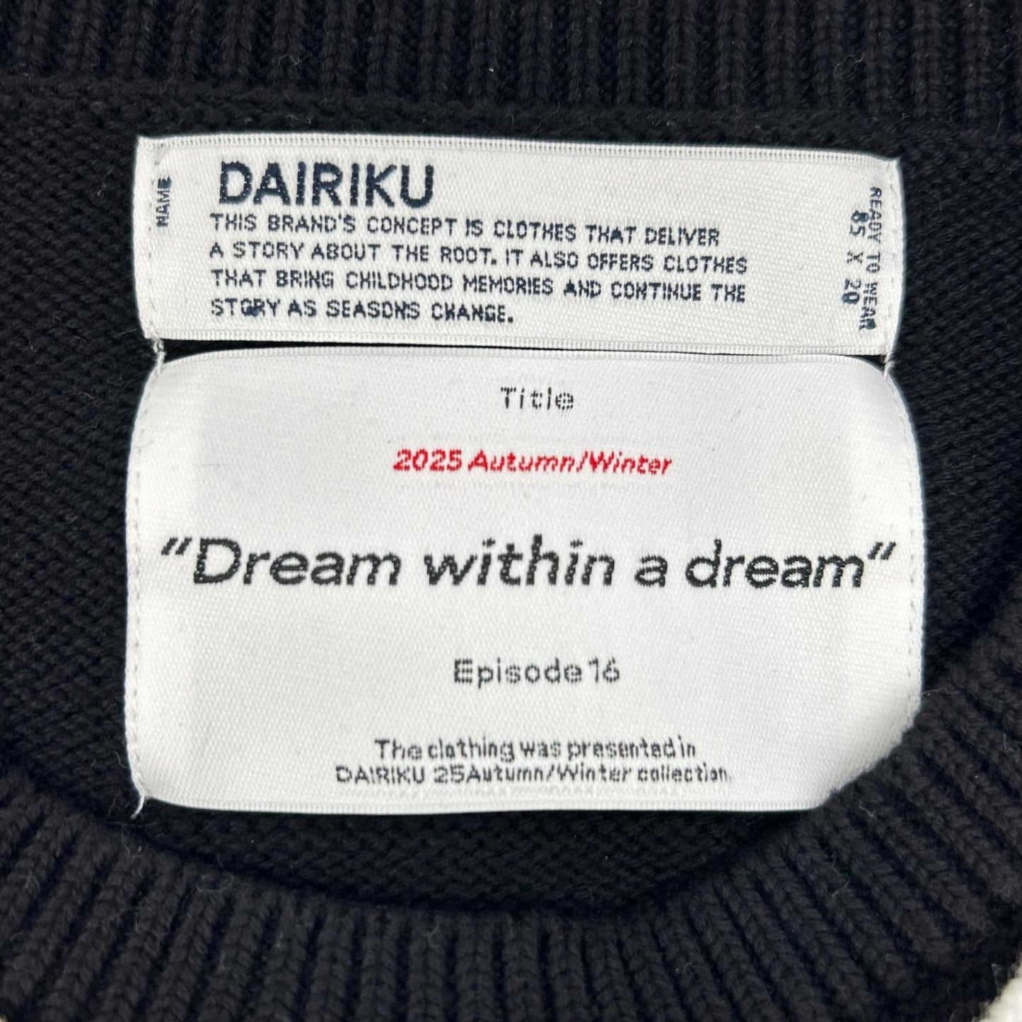 DAIRIKU 25AW Black/White Docking Lettered Knit Cotton Size L