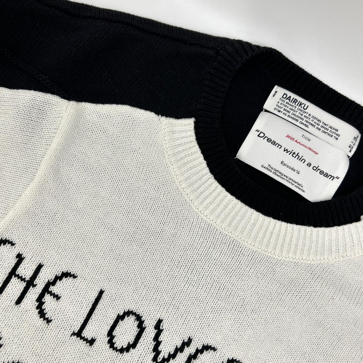 DAIRIKU 25AW Black/White Docking Lettered Knit Cotton Size L