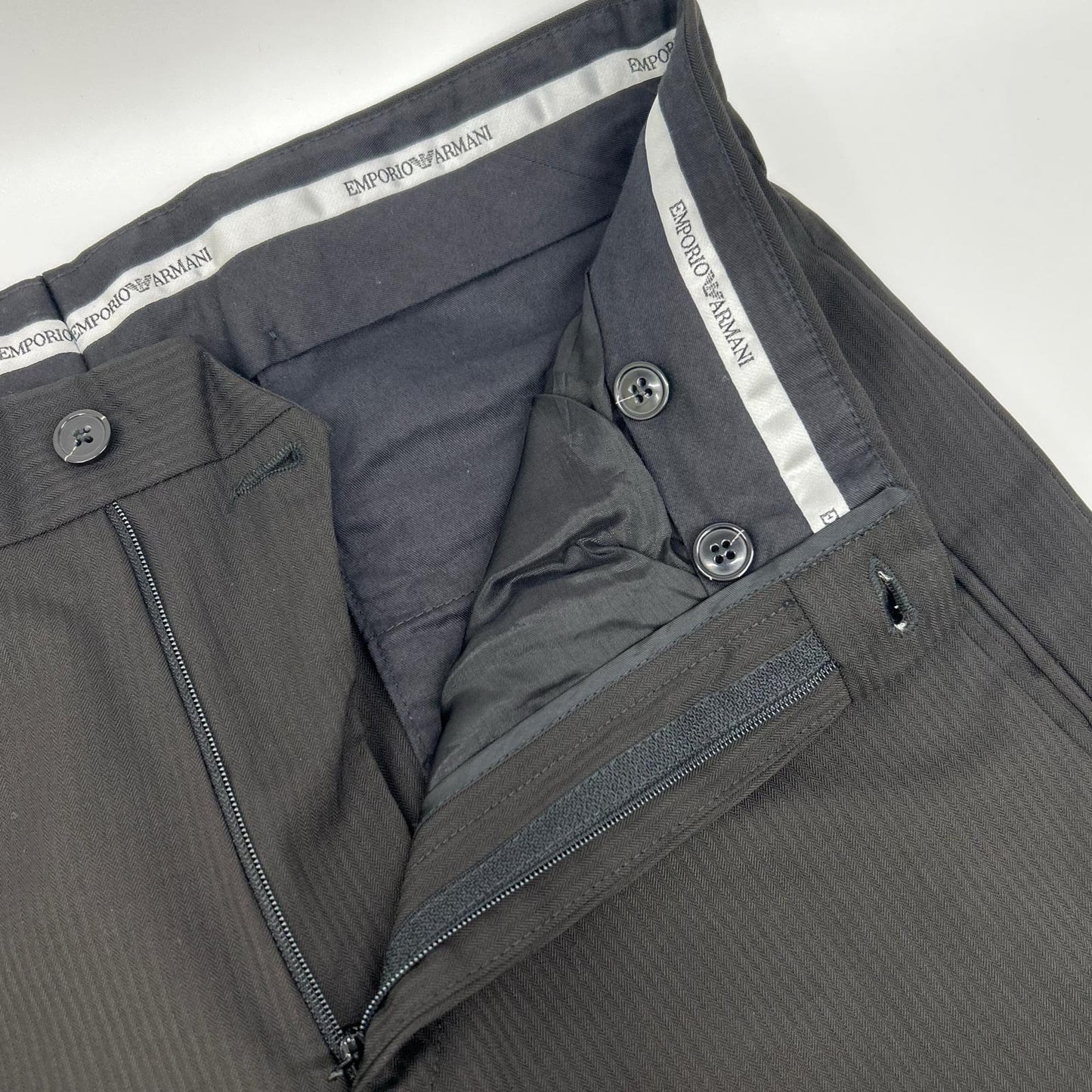 EMPORIOARMANI Brown Striped Polyester Suit Set Up Size 46