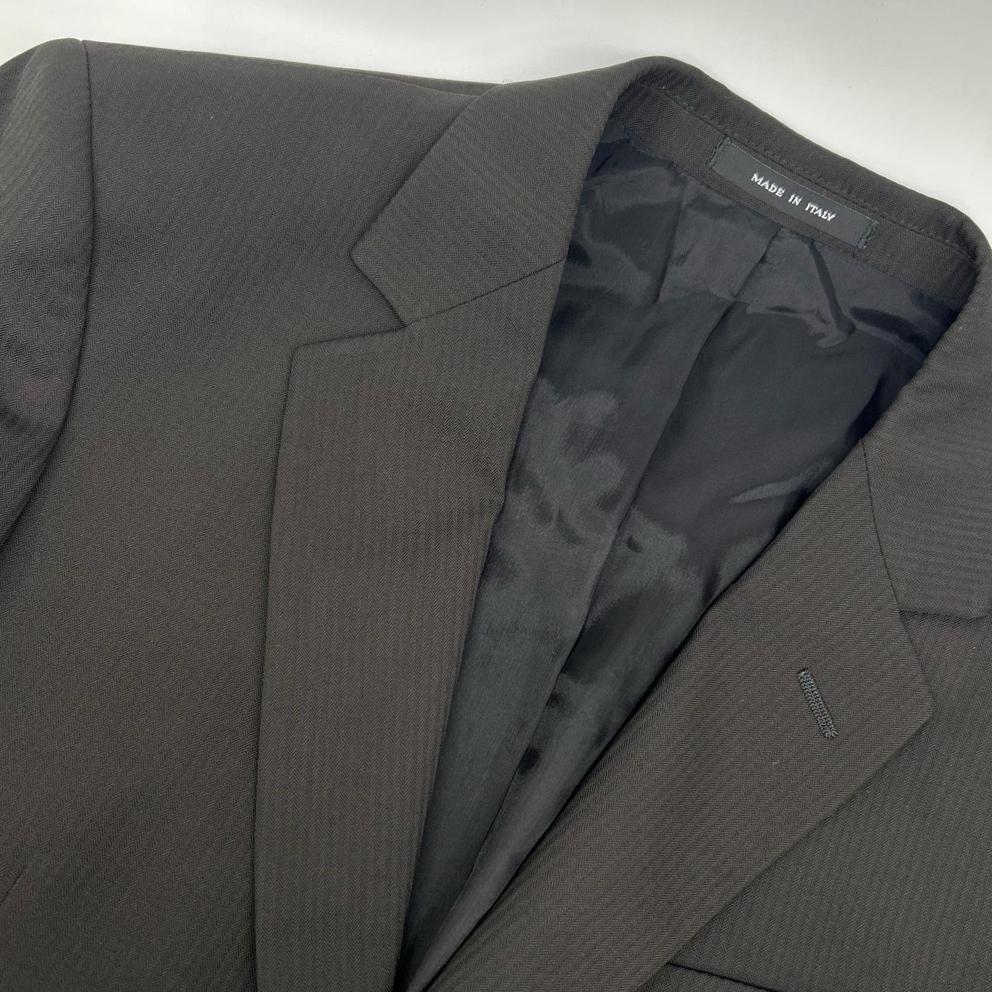 EMPORIOARMANI Brown Striped Polyester Suit Set Up Size 46