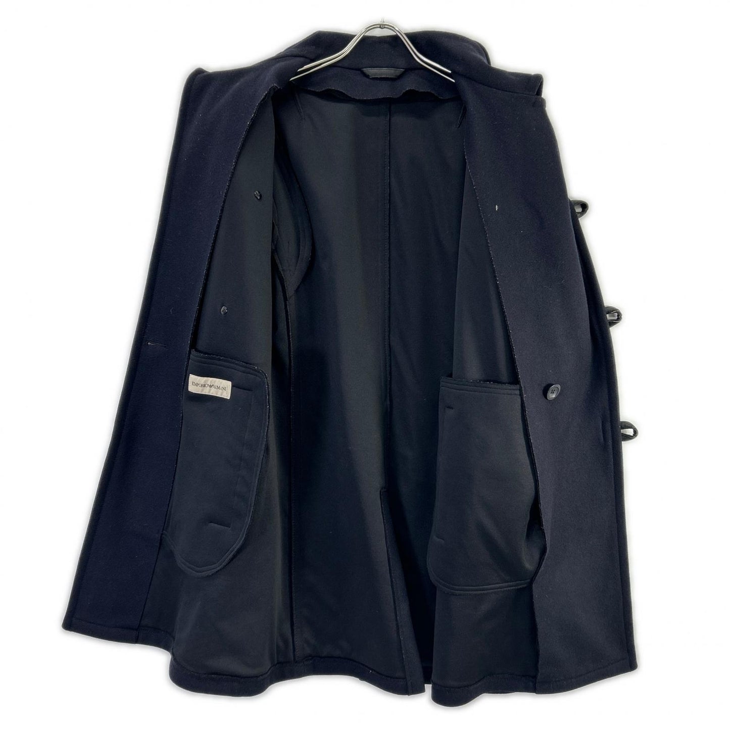 EMPORIOARMANI Black Wool P-Coat Size 46