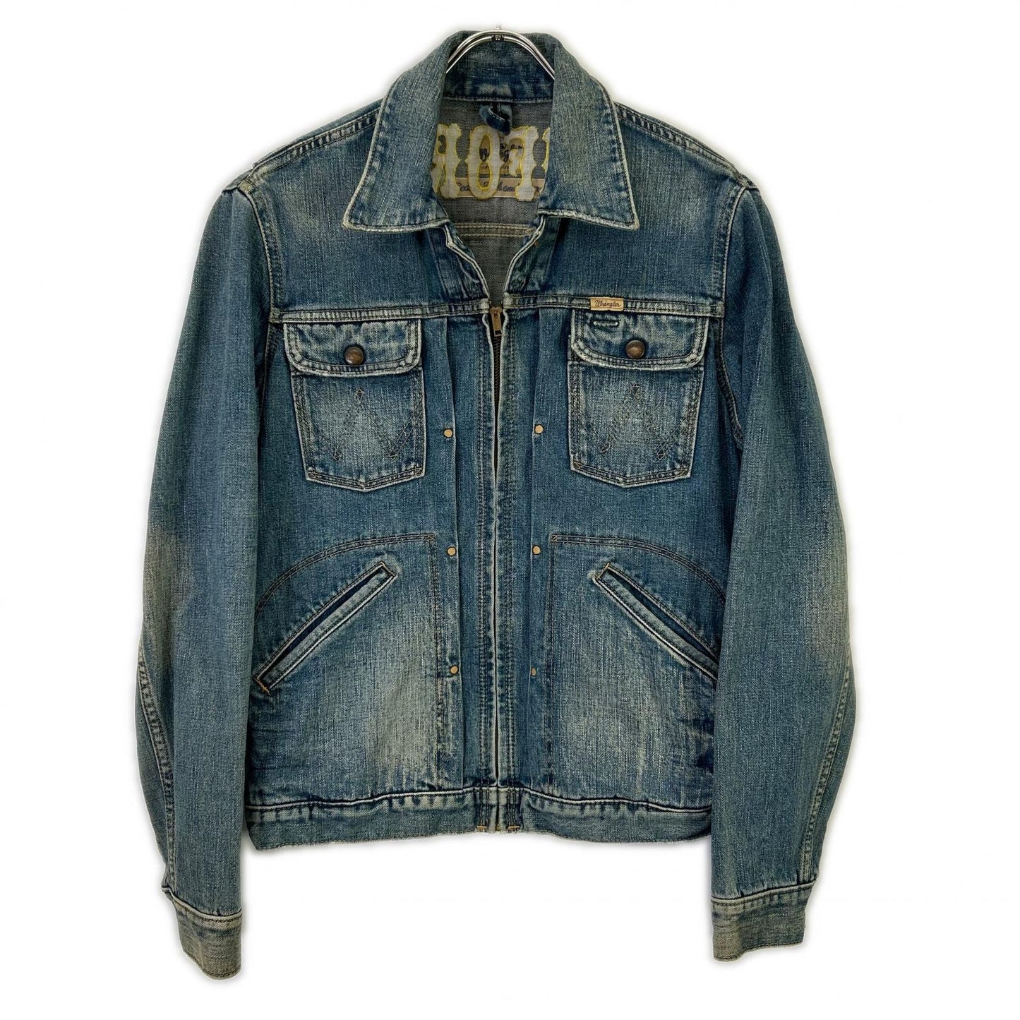 Wrangler Blue California Embroidery Zip Denim Jacket Size S