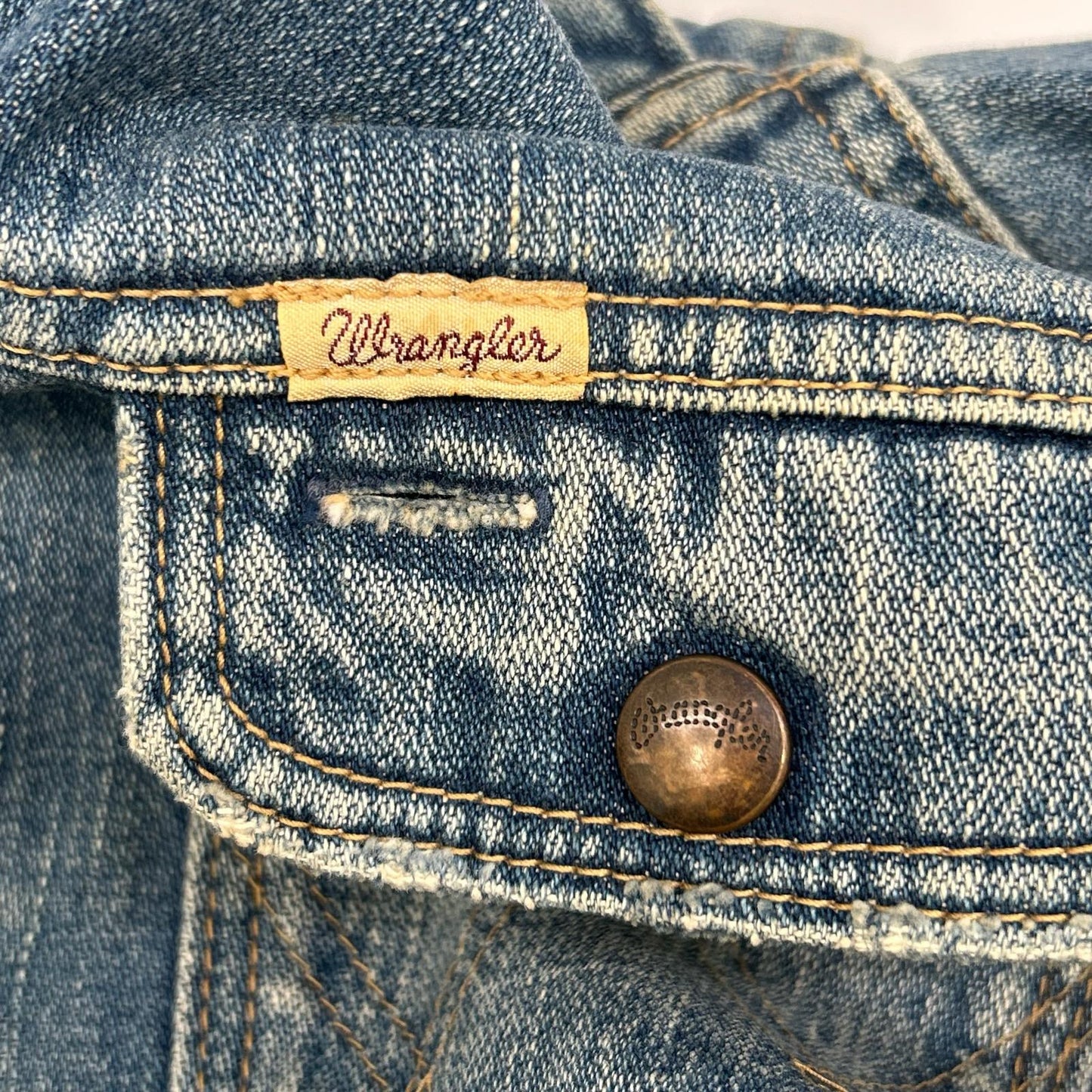Wrangler Blue California Embroidery Zip Denim Jacket Size S