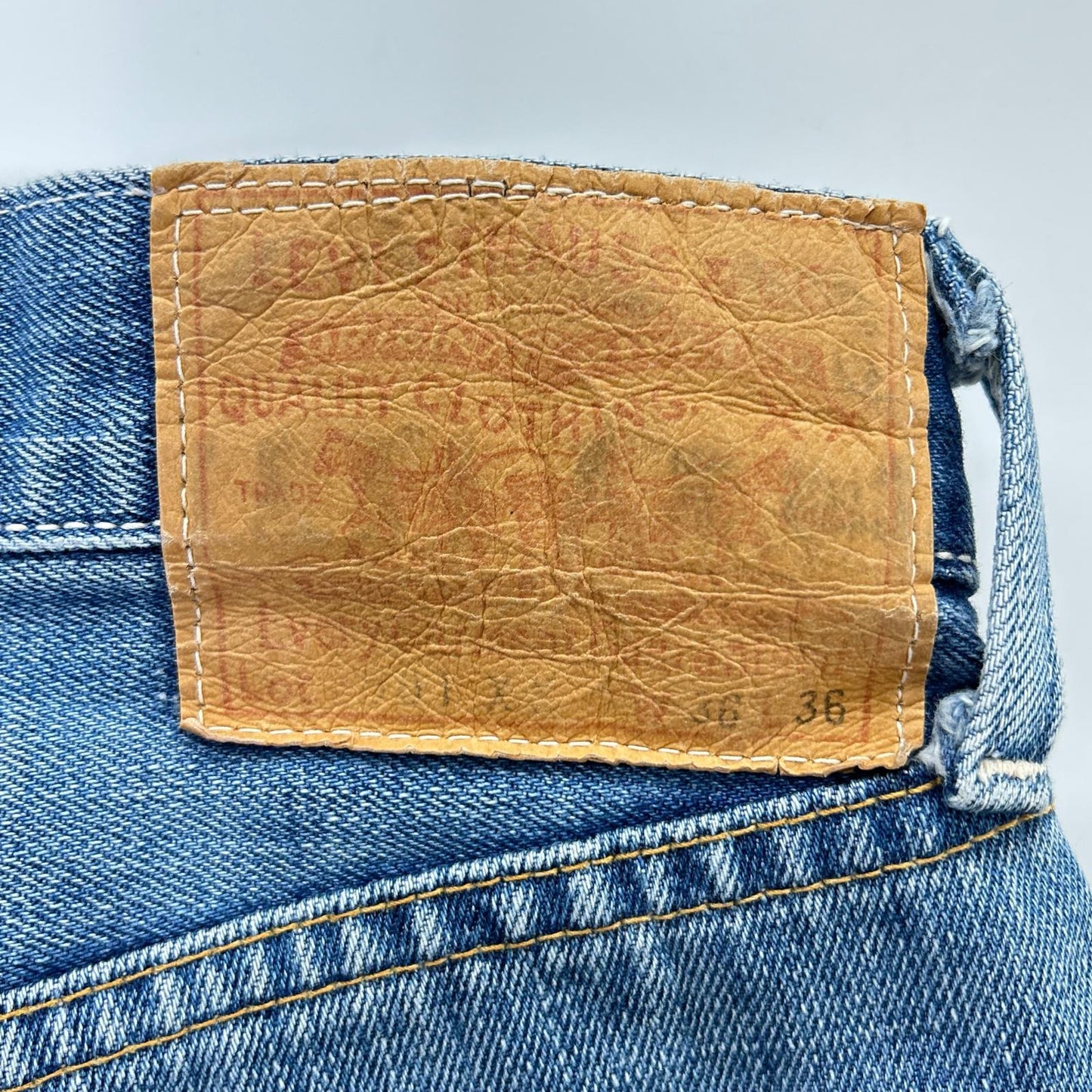 LEVI'S Blue 1954 501XX Button Fly Distressed Jeans Size 36